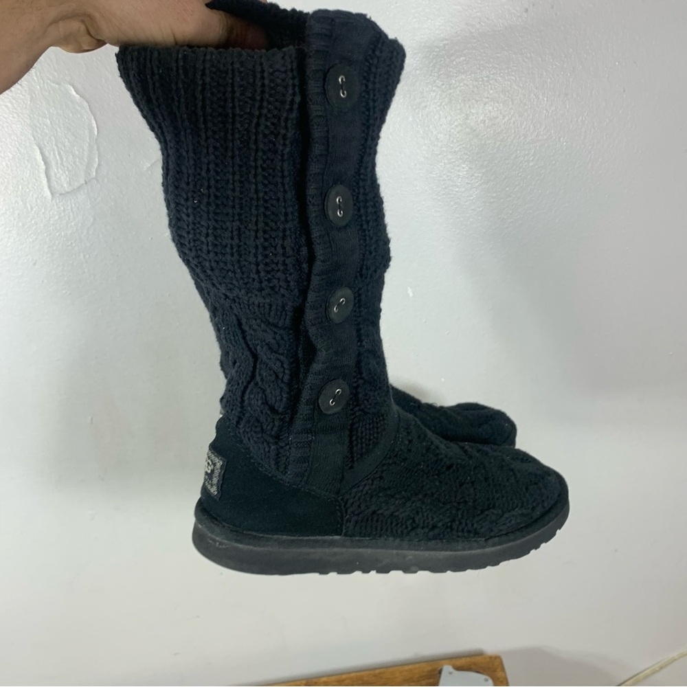 UGG Black Knit Button Boots - Picture 6 of 8